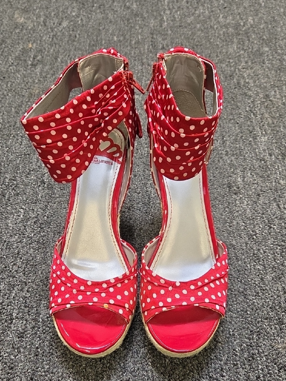 Fergalious Red Polka Dot Ankle-Wrap Women’s Sandals